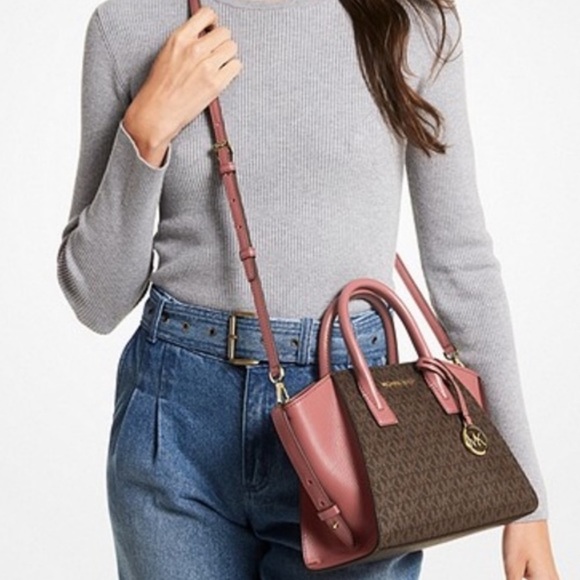 Michael Kors Avril Small Logo Top-Zip Satchel and Small Wallet Coinpouch Set - Picture 6 of 16